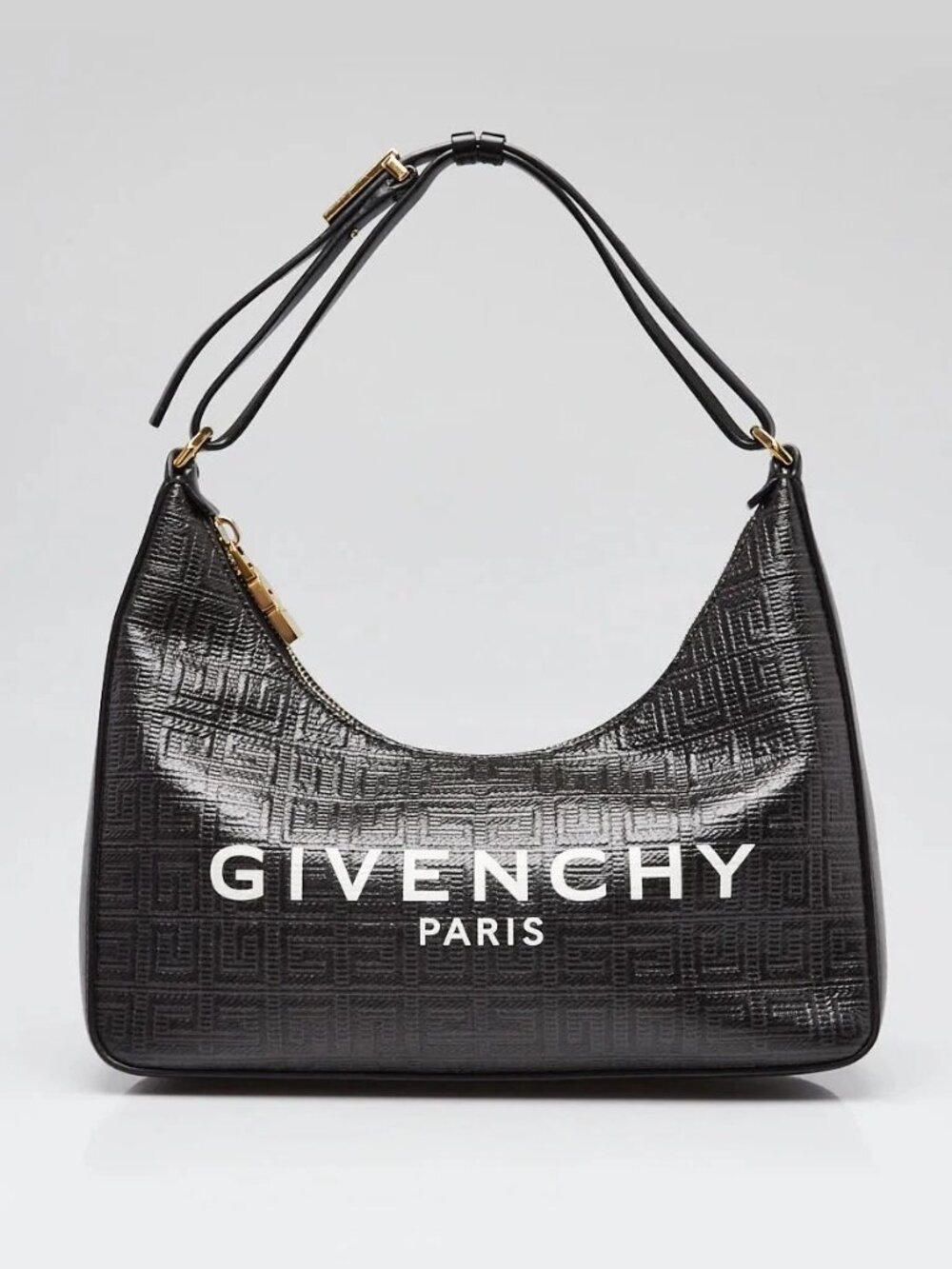 Givenchy Black Monogram Embossed Canvas/Leather Small Moon Cut Out Hobo Bag